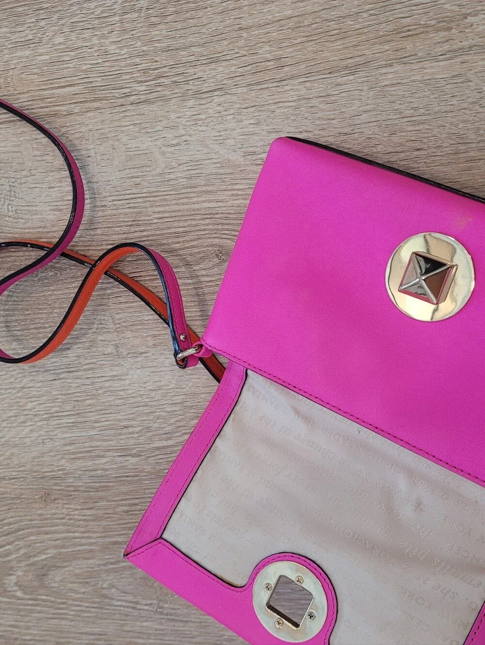 Kate Spade Pink Leather Crossbody Clutch with Gold Turn-Lock